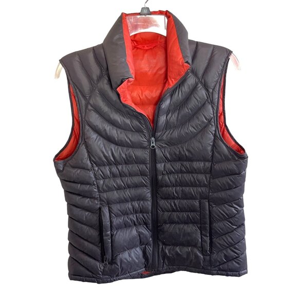 Bernardo Puffer Vest Goose Down Insulated Reversible Gray Orange Lightweight Wom - Picture 1 of 7